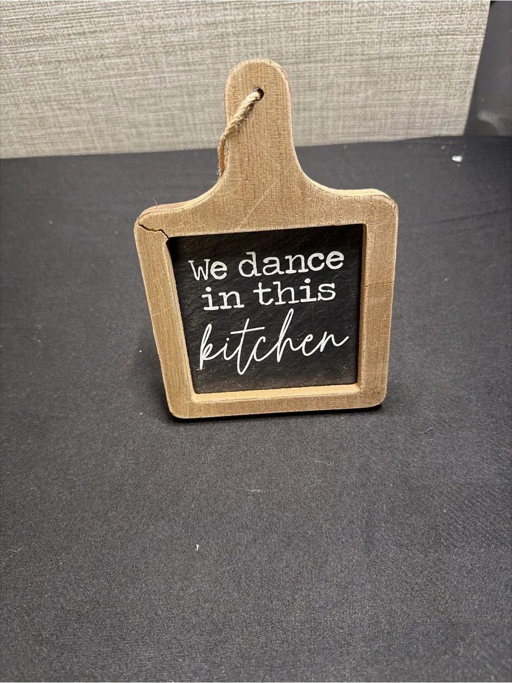 Rustic Wood 'We Dance in This Kitchen' Paddle Sign - Brown